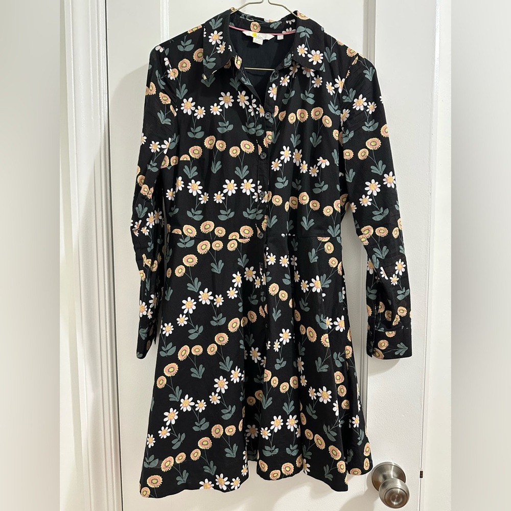 Boden Floral Cotton Long Sleeve Dress